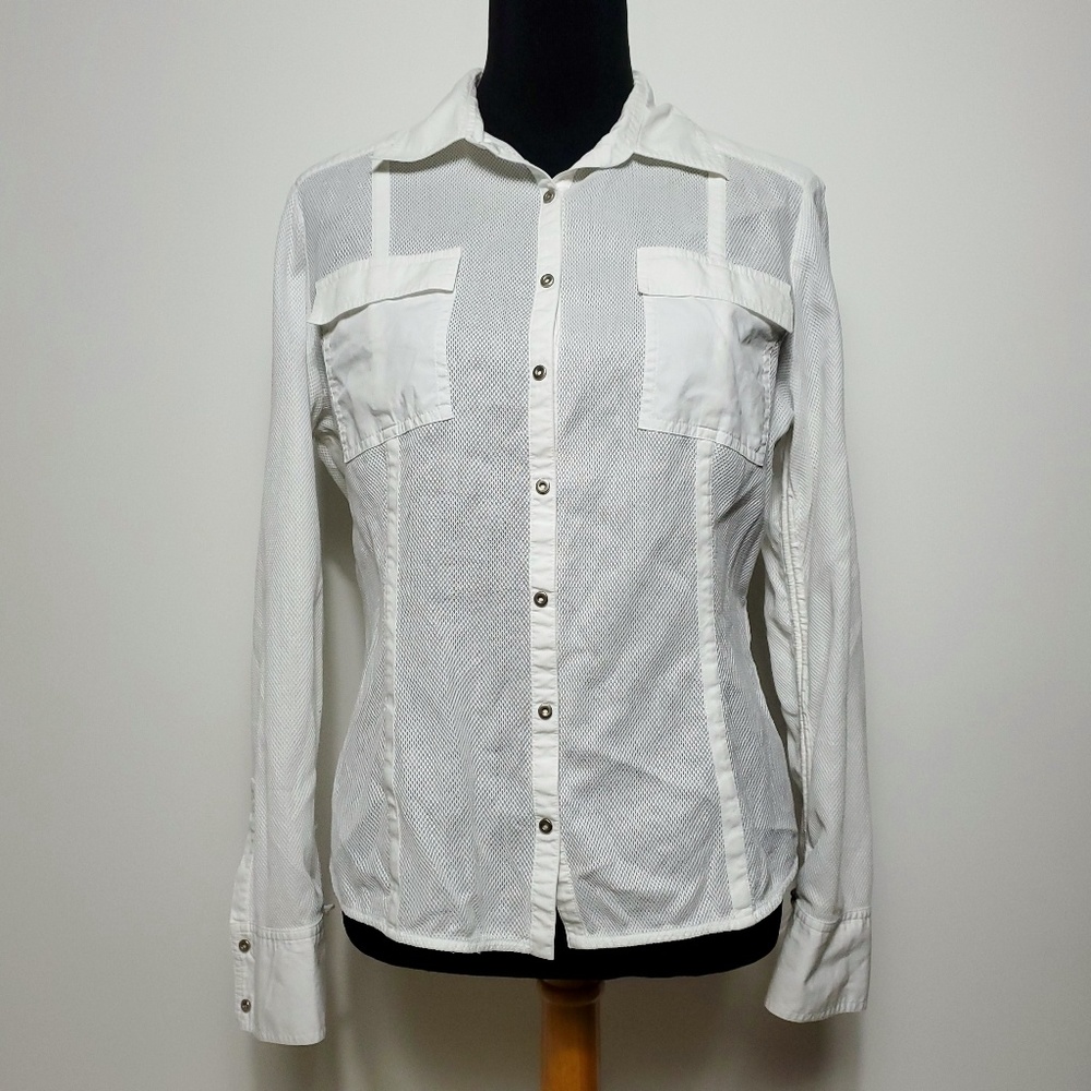 Elie Tahari Women's Cotton Mesh Long Sleeve Size L